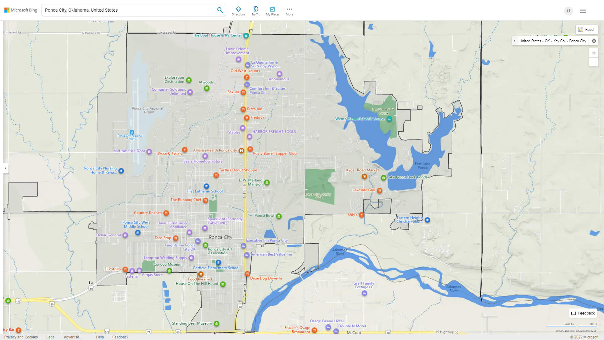 Ponca City Detailed Map
